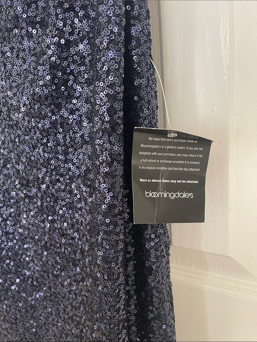Lauren Ralph Lauren evening One-Shoulder Navy Sequin Evening Gown with Side Slit - Picture 4 of 6